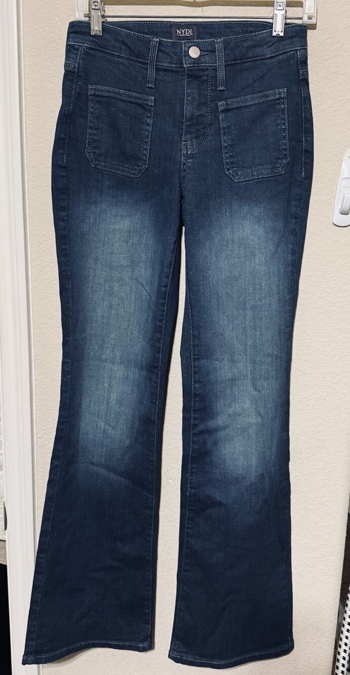 NYDJ Jeans‎ Womens 00 Patch Pockets Hugo Rain Flare Leg Denim